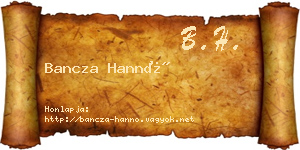 Bancza Hannó névjegykártya